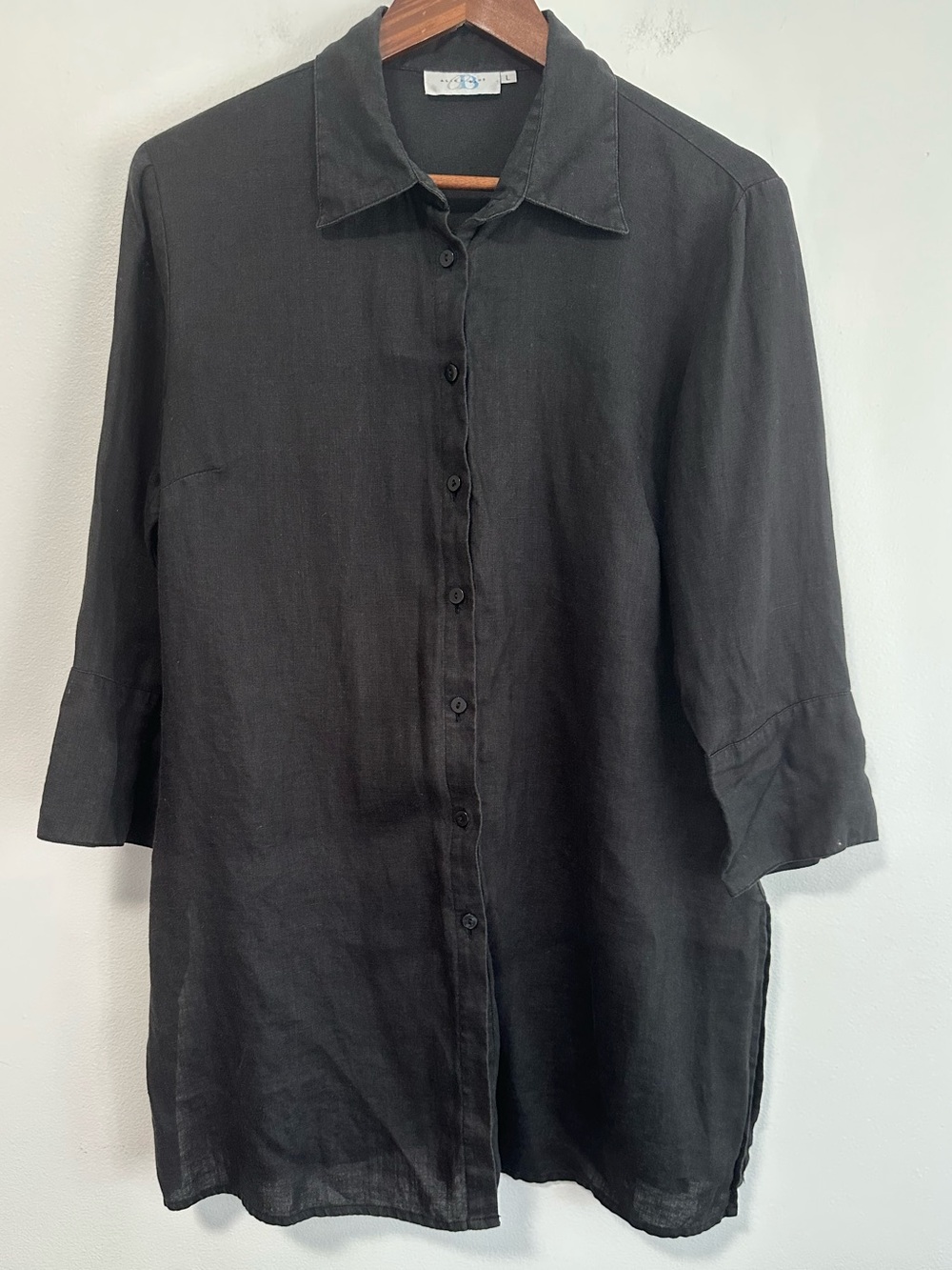 Alice Blue 100% Linen Black Shirt Size‎ Large
